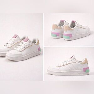 Adidas Advantage Courtside Sneakers – White Pink & Mint Accents Women’s 7.5